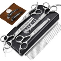 Hundeschere, 7 Zoll Profi Fellschere Hunde Set Mit Runder Sicherheitsspitze K...