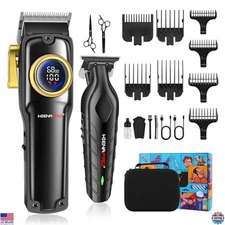 HIENA PRO Cordless Hair Clippers Set for Men - Rechargeable Barber Kit with
