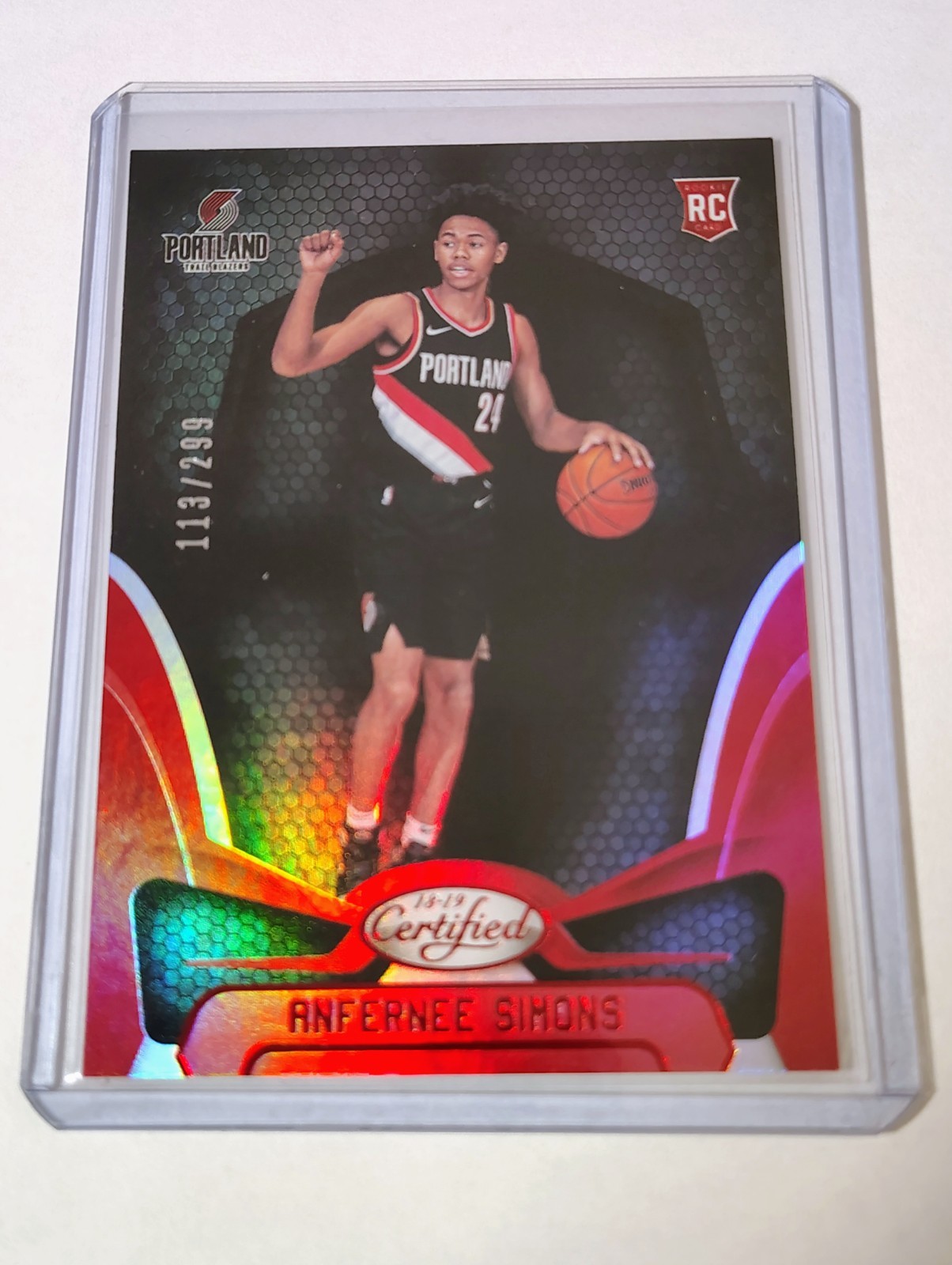 2018-19 Panini Certified Basketball Red Rookie #174 Anfernee Simons /299 Bulls