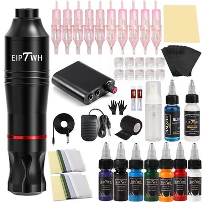 Tattoo Kit,Tattoo Gun Kit for Beginners Rotary Tattoo Machine Pen Kit with 10...