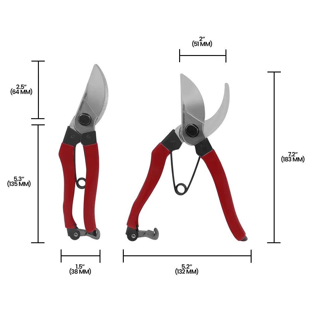 Zenport Z930 Japanese Style Pruning Shear, 2 Inch Carbon Steel Blades