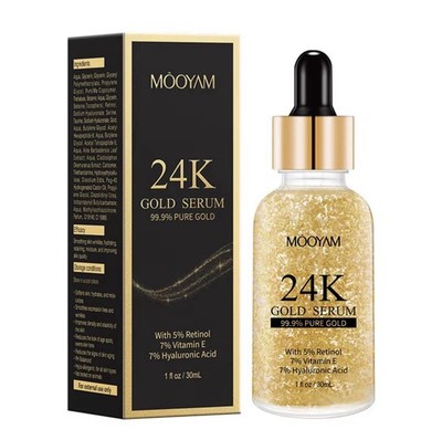 MOOYAM 24K Gold Serum with Retinol, Vitamin E, Hyaluronic Acid 1oz Anti-Aging