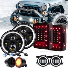 8pc For Jeep Jk 07-18 Led Tail Light 7 Headlight Turn Signal Fog Lamp Combo Set 8pc For Jeep Jk 07-18 Led Tail Light 7 Headlight Turn Signal Fog Lamp Combo Set