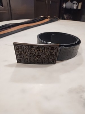 Just Cavalli Black Croc Embossed Belt