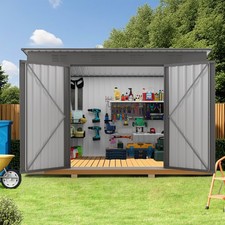 4x9FT Outdoor Storage Shed Metal Garden Shed Tool House with Sloping Roof 6 vent