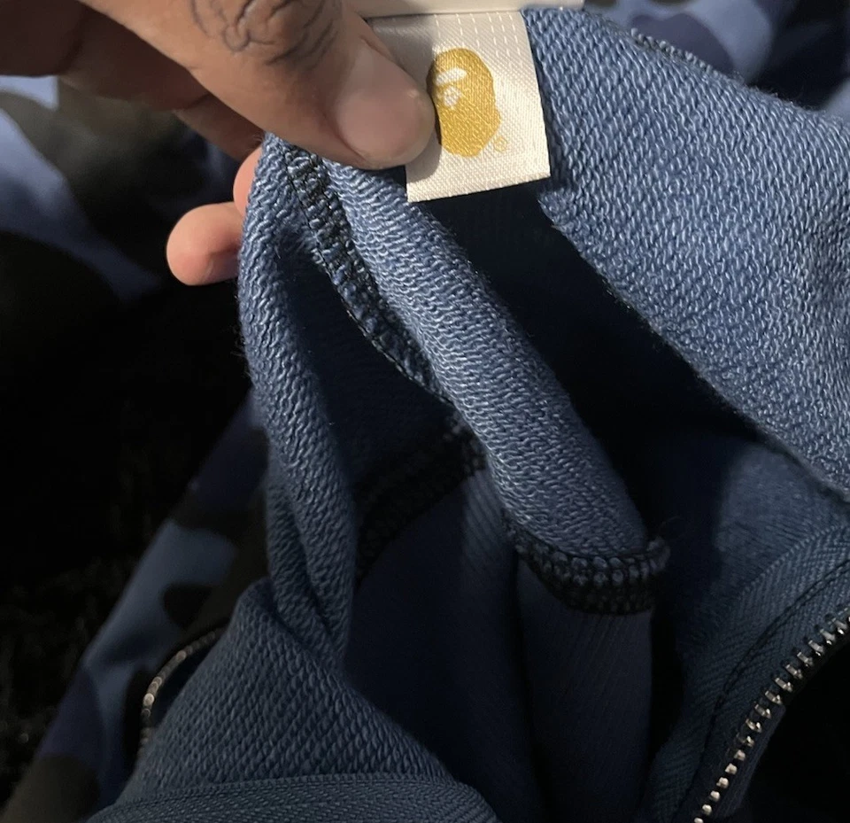 Sudadera con Capucha A Bathing Ape Bape Camuflada Azul Tiburón Cremallera Completa Talla Mediana Foto 4 de 4