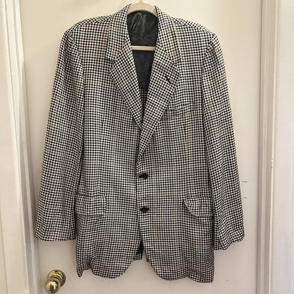 Blazer de lana pata de gallo polar dorado vintage Oxford 42T unisex Foto 3 de 4