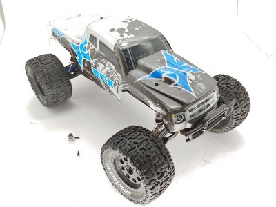 ECX Ruckus 1/10 2wd Monster Truck Roller Rolling Chassis w/ Body & Servo & Tires