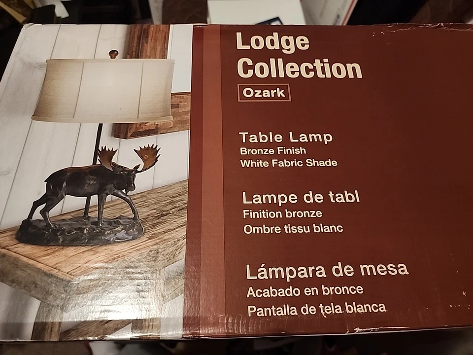 Настольная лампа Lodge Collection Ozark Moose (1055729) с бронзовой отделкой тканевый абажур - Изображение 2 из 4