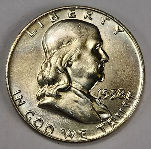 1958 D Franklin Half Dollar - Silver - AU - Almost Uncirculated  Denver