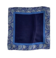 LUXURIOUS unbranded Blue Bandana W/ Polka Dots And Floral Pattern 15  /15  EX CON