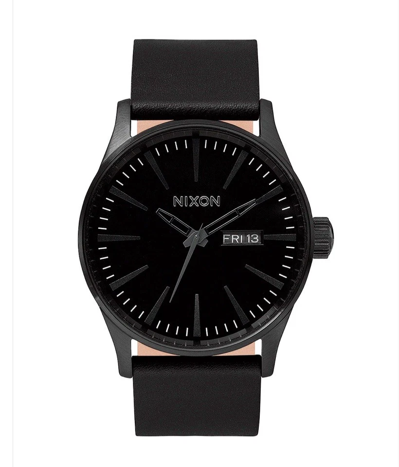 Correa de cuero Nixon Sentry TODO NEGRO A105-001 esfera negra  - Imagen 1 de 2