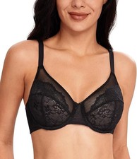 Lemorosy Minimiser Bra Size 36D Full Cup Underwired Unpadded Lace Comfortable