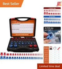 Nut and Bolt Thread Checker Set 44pcs Metric SAE Aluminum for Fastener Inspec...