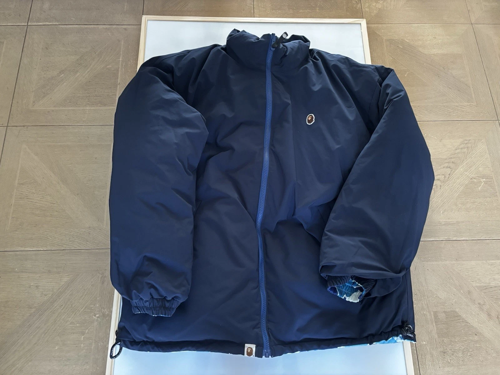 BAPE A Bathing Ape ABC Camo Reversible Down Jacket Blue Navy L Authentic - product detail image 12