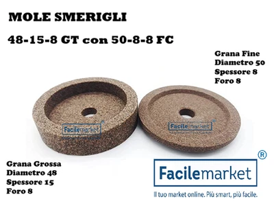 FACILEMARKET Coppia mole smerigli per affettatrice 48-15-8 GT con 50-8-8 FC sirman