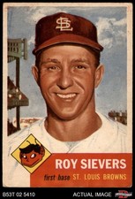 1953 Topps #67 Roy Sievers Browns DOUBLE-PRINT 3 - VG