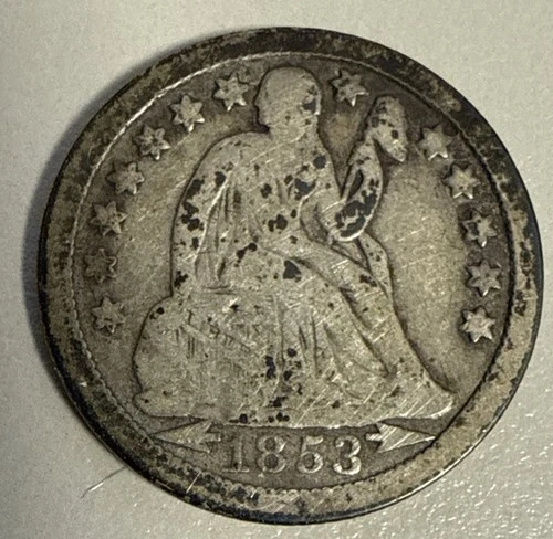 1853 Seated Liberty Dime Stars Obverse Fine