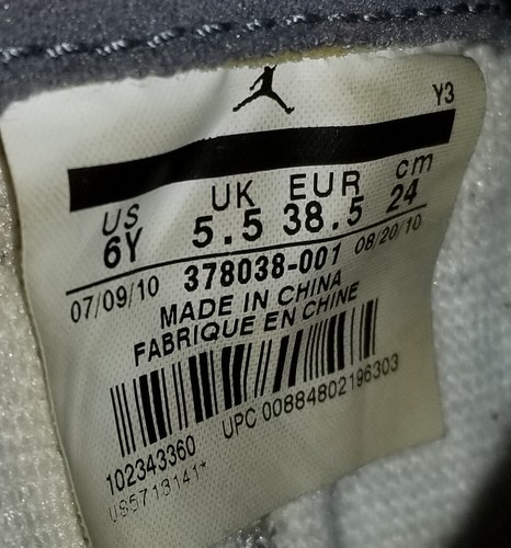 JORDAN XI RETRO 11 (GS) COOL GRIS 2010 378038-001 (TALLA 6Y = MUJER TALLA 7.5) - Imagen 16 de 16