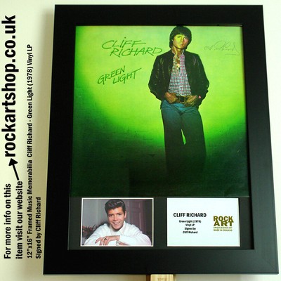 Cliff Richard SIGNED Green Light LP AUTOGRAPHED Framed Memorabilia *WORLD SHIP