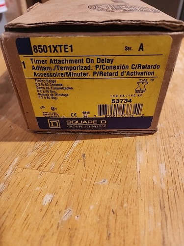 NEW SQUARE D 8501XTE1 SER. A, TIMER ATTACHMENT ON DELAY, TIMER RANGE 0.2-60 SEC - Picture 1 of 7