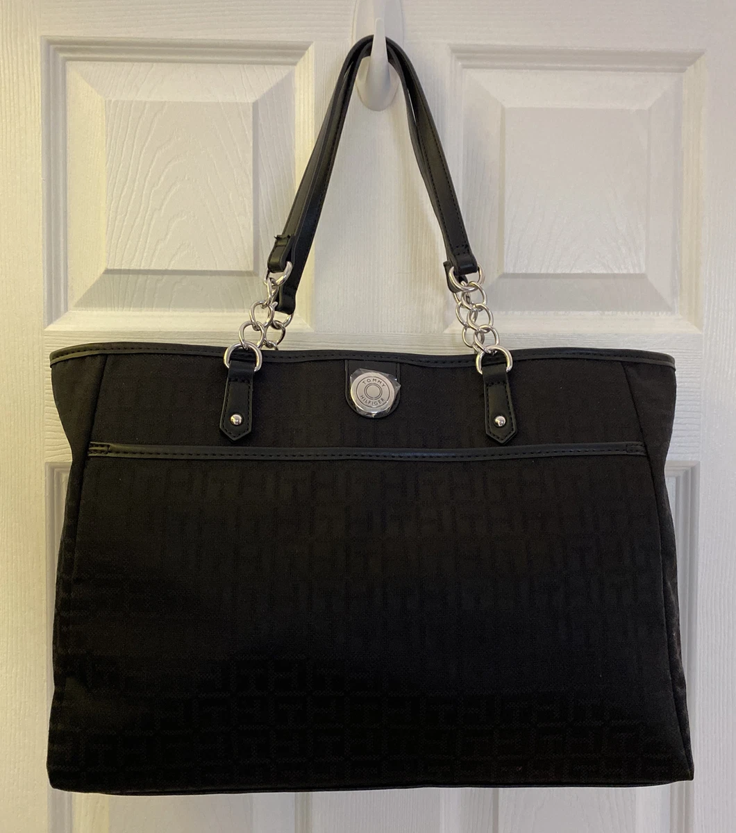 TOMMY HILFIGER SIGNATURE TOTE PURSE-TH BLACK - SHOULDER BAG eBay