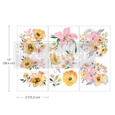 Prima Redesign Watercolor Lush Floral rub-on Transfer NEW 3 Sheets 6x12