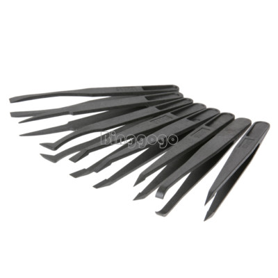 7pcs Anti-static Tweezer Tool Straight Bend Plastic Heat Resistant