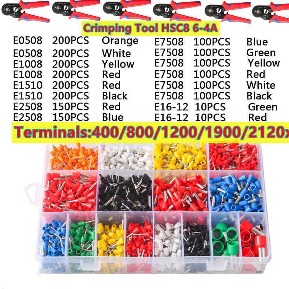 Gl Terminals Set Crimp Wire Plier Tools / Wire Ferrule Terminals Kit HSC8 6-4A Crimping ...