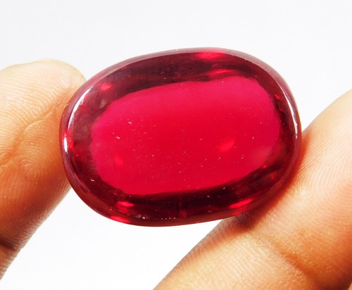 57.50 Ct Natural Mozambique Red Ruby Oval Cabochon Loose Gemstone Certified - Picture 2 of 6