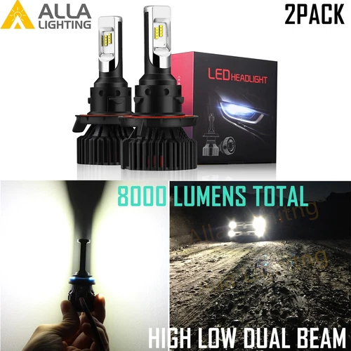 Alla Lighting LED White H13 Headlight Replacement W/ Reflector housing on Bulb