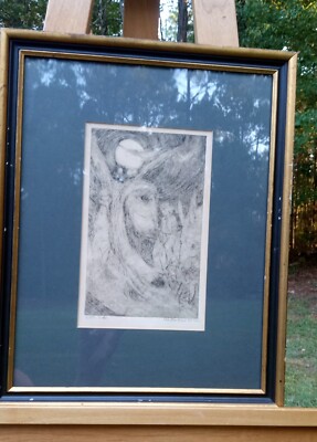 J H Rutherford,  The birds have nests 1967 drawing on paper