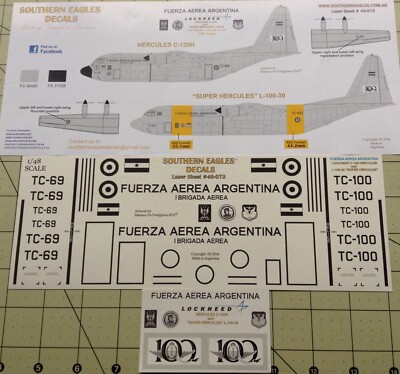 HERCULES C-130H & L-100 - Fuerza Aerea Argentina  Low Vis  scheme - 1/48 Decals