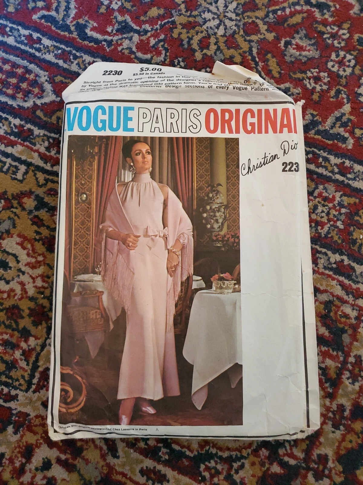 Robe de soirée et étole vintage Vogue Paris originale Christian Dior 2230 taille 10