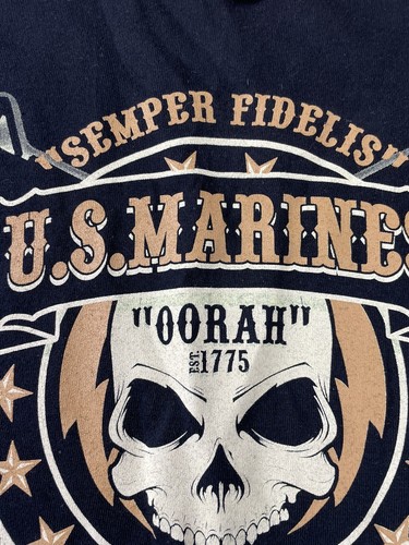 K&S Unique T Shirt Size XXL Black U.S. Marines Semper Fidelis Skull New With Tag - Picture 5 of 12