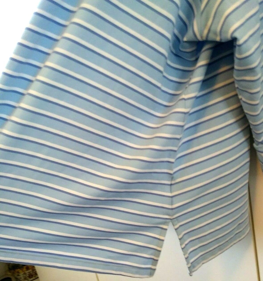 TOP TOMMY Hilfiger listrado azul branco manga 3/4 zíper parcial plus size 2x - Imagem 2 de 3