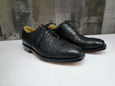 Ostrich Skin Black Welt Oxford Shoes by David Espinoza Men's Size
