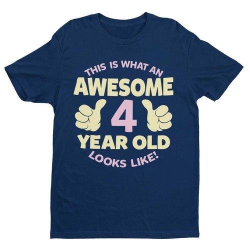 Girls 4th Birthday T Shirt This Is What An Awesome 4 Year Old Looks Like Gift - Picture 12 of 16