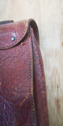 Retro Satchel Bag Vintage brown thick leather briefcase Large - Picture 5 of 13
