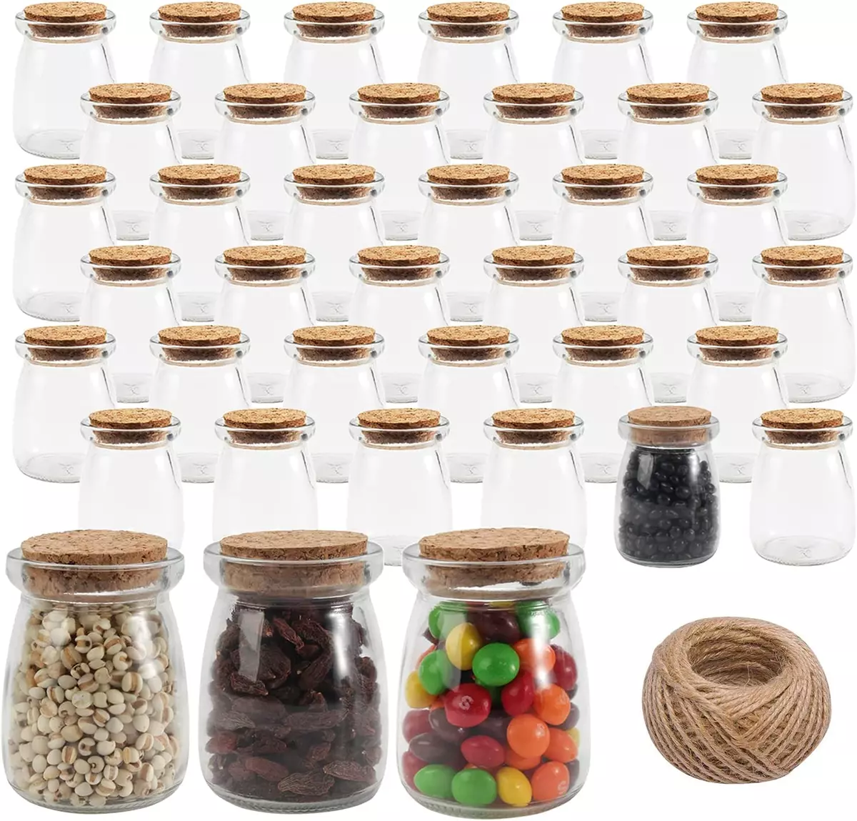 39 PCS Glass Jars with Cork Lids - 3.4Oz Small Yogurt Jars Mini Candle