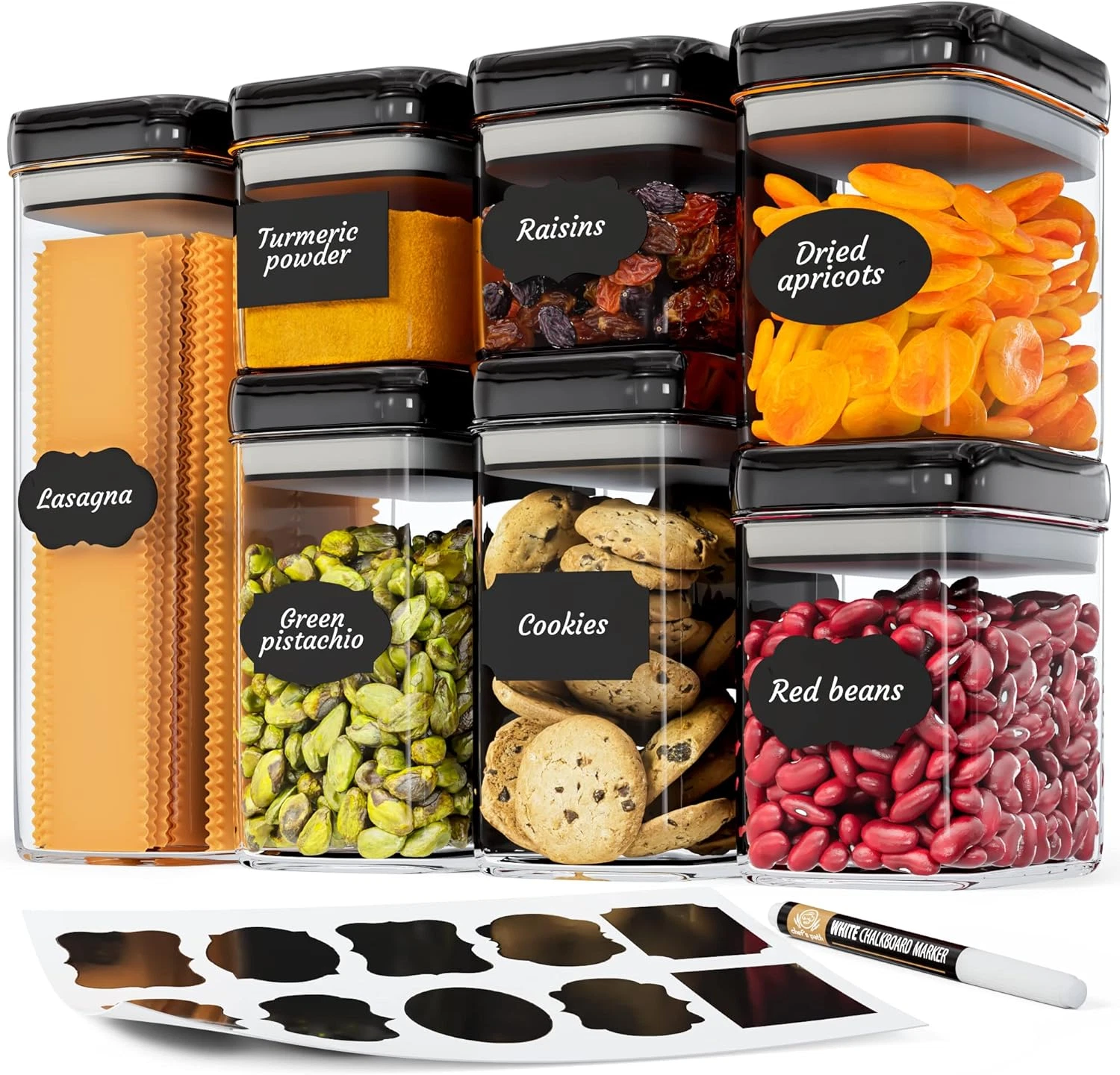 Airtight Food Storage Containers Set for Home Organization - 7 Piece Largest Fli