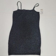 BP Glitter Mini Dress square neck black multi Colored Sparkle Size M Medium NWT