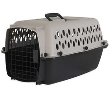 Small Pet Kennel, 23" Plastic Travel Carrier for Pets up to 15 lbs - Grey