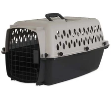 Small Pet Kennel, 23" Plastic Travel Carrier for Pets up to 15 lbs - Grey