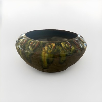 Vintage Mid Century ? Pottery Ceramic Bowl Planter Green Glazed Creek 21 Teepee