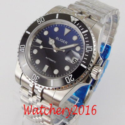 Sapphire Black/Blue Dial Miyota8215/NH35 Automatic Men's Watch Date 40mm Bliger