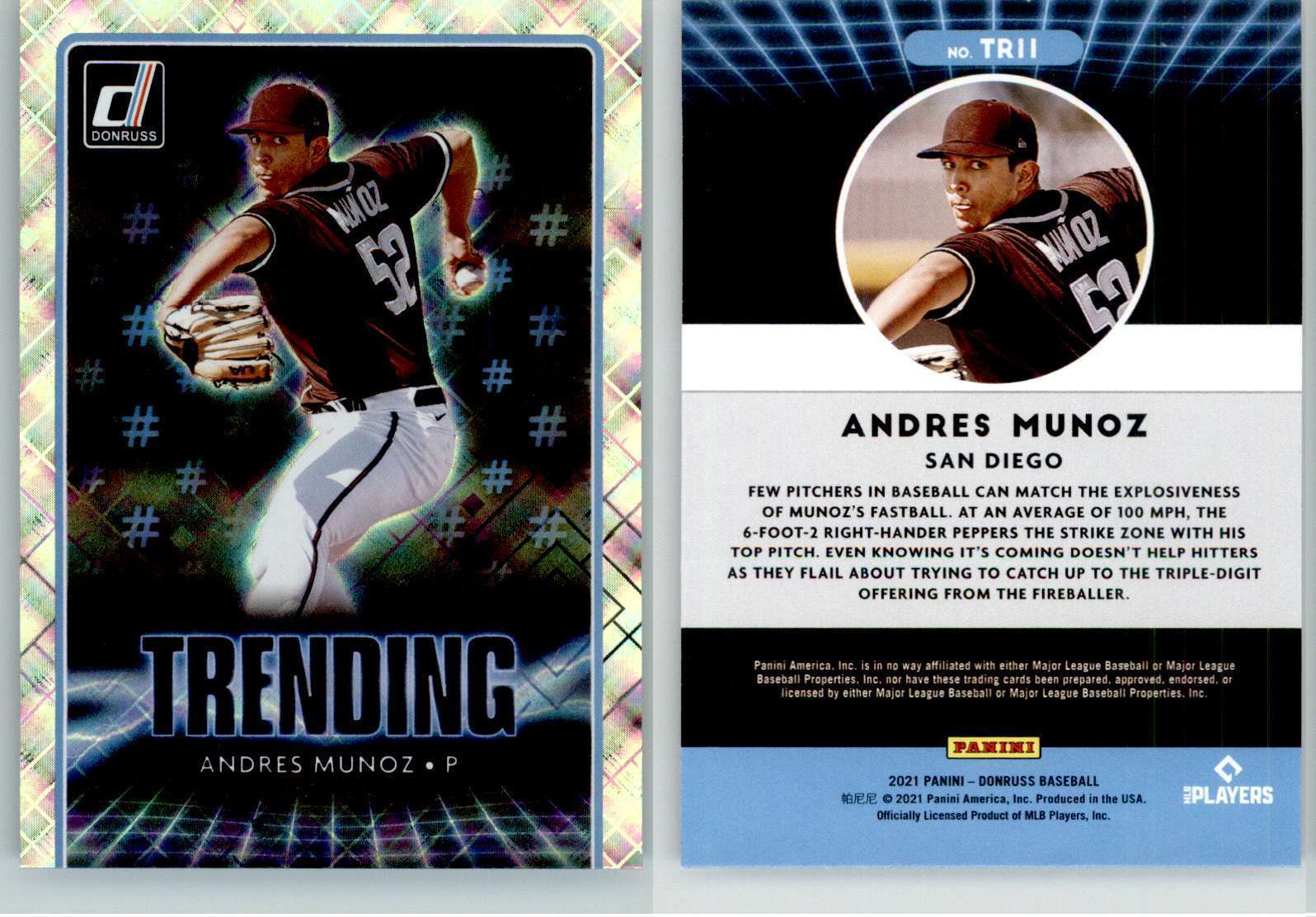 Andres Munoz 2021 Donruss Trending Diamond TR11 Padres