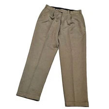 Natural Issue Executive Classic Men's Olive Dress Pants Pleated Cuffed Size 34X3