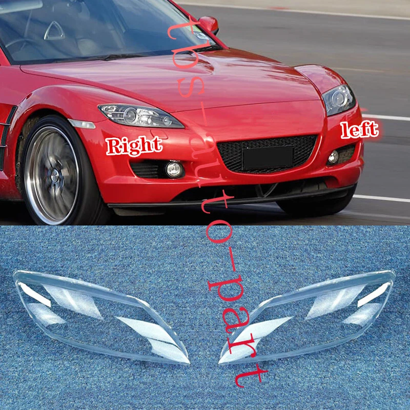 FIT For Mazda RX-8 Coupe 2004-2008 LH&RH Side Headlight Lens Cover+Sealant Glue - Image 3 of 4