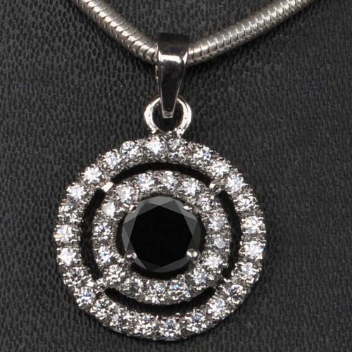 2.50Ct Round Cut Natural Black Diamond Solitaire Pendant In 925 Sterling Silver - Picture 5 of 6